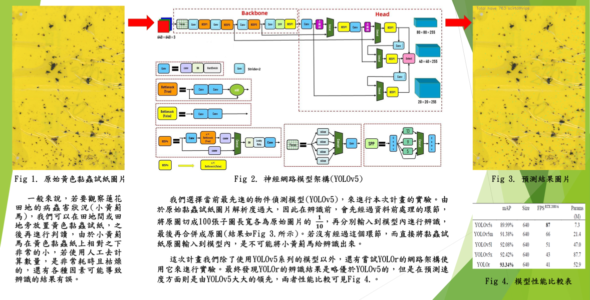 平面黃色黏紙上小黃薊馬的自動數量計算AI