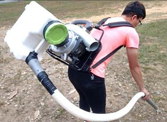 圖3、乾式福壽螺清除機利用強力氣流可吸入小石塊